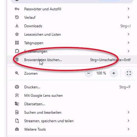 Browserdaten löschen in den Chrome-Einstellungen